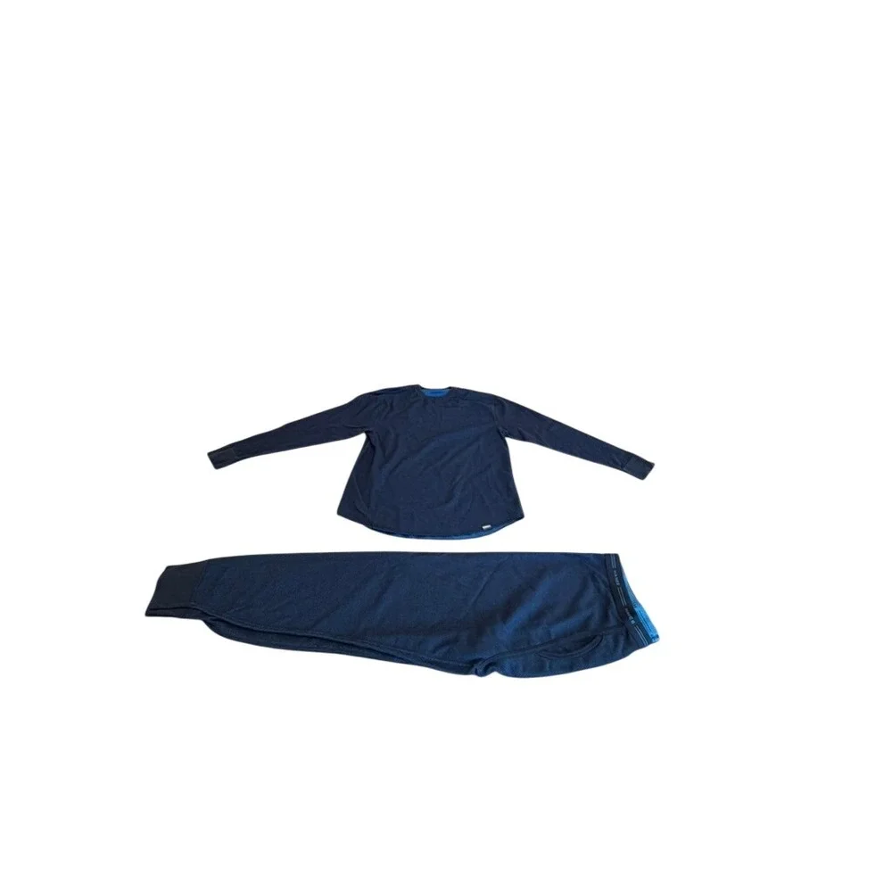 Hanes Mens Reversible Thermal Set Set Navy Blue Waffle Knit Base Layer XL